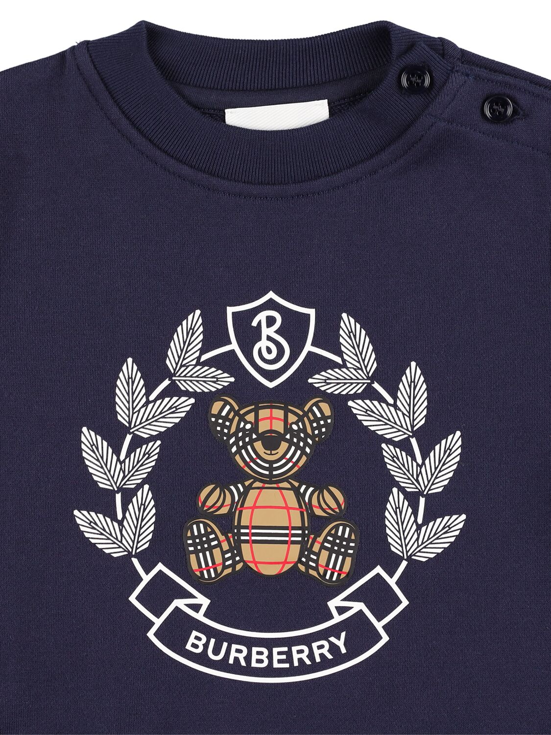 Shop Burberry Logo Printed Cotton Sweatshirt In Navy