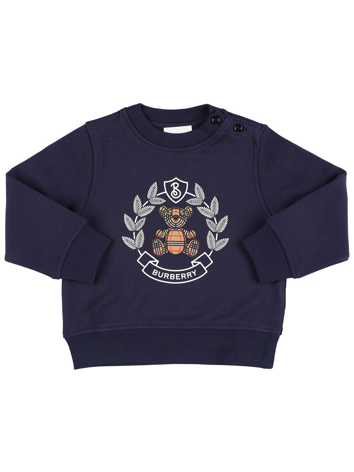 Burberry Kids' Logo Printed Cotton Sweatshirt In Navy
