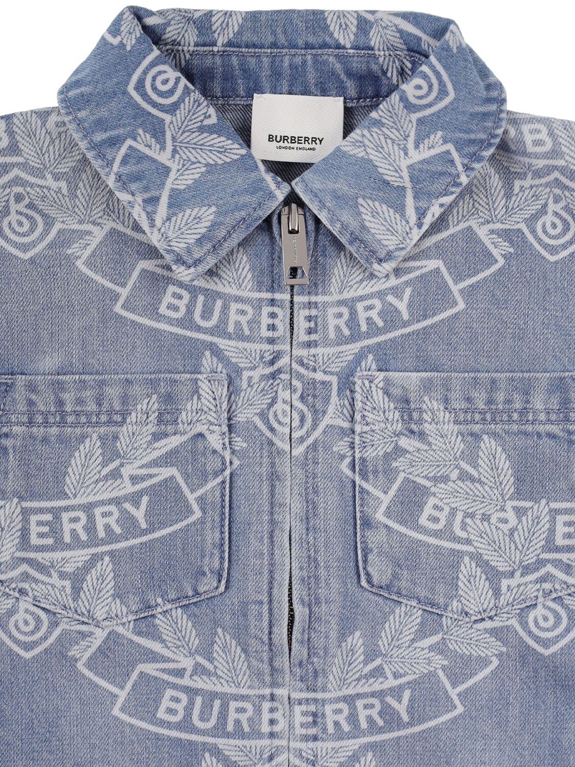 Shop Burberry Logo Print Cotton Denim Jacket