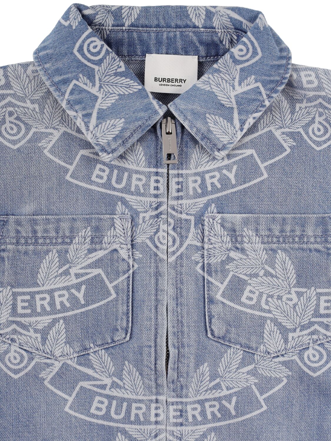 BURBERRY LOGO PRINT COTTON DENIM JACKET 