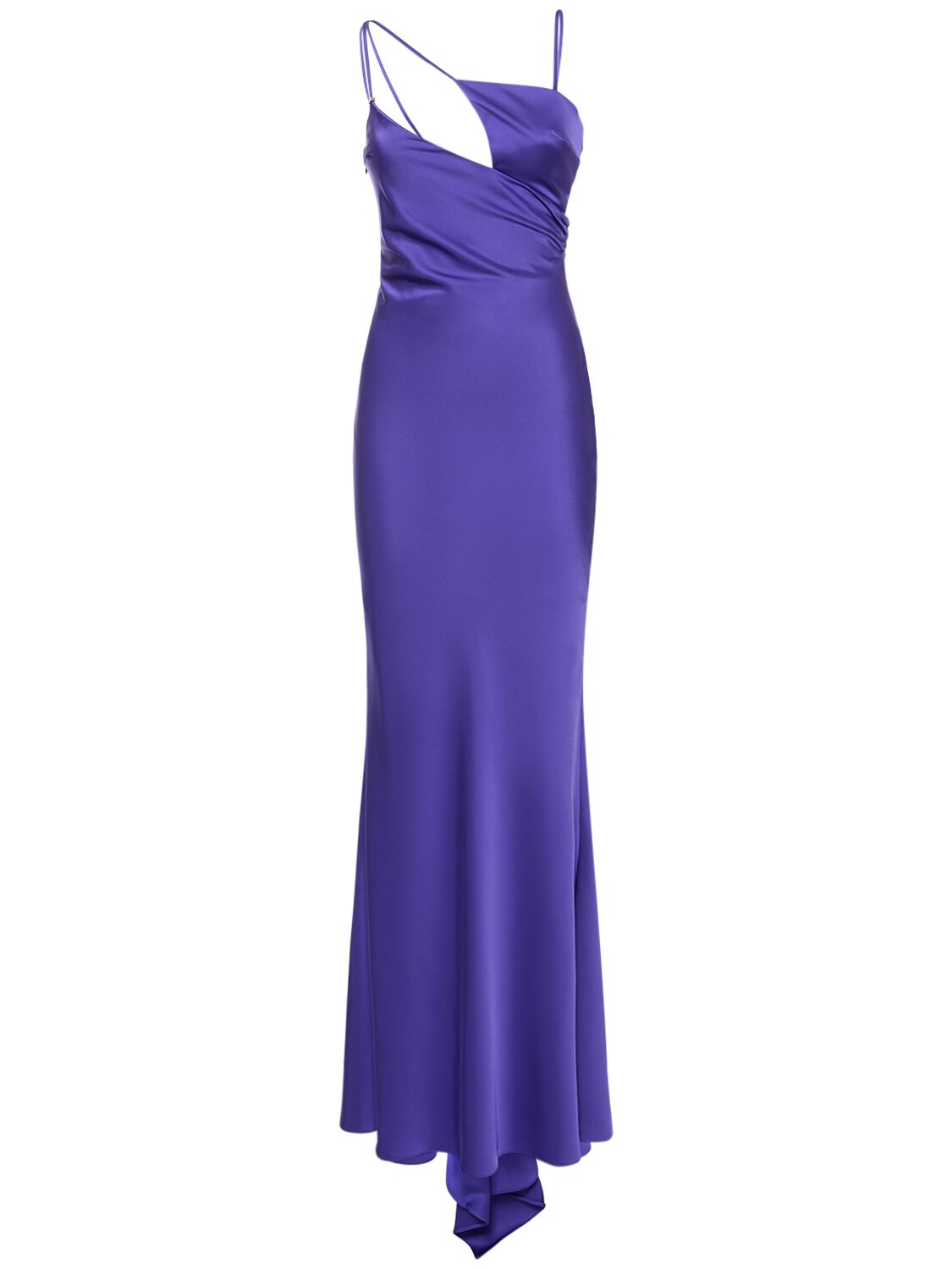 Shop Attico Melva Tech Satin Cutout Long Dress In Purple