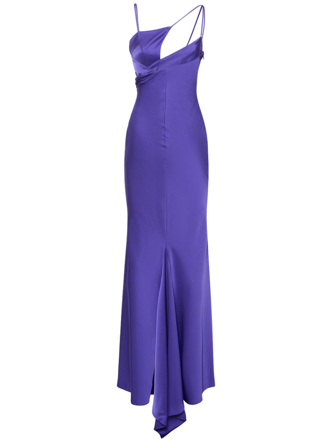 Shop Attico Melva Tech Satin Cutout Long Dress In Purple