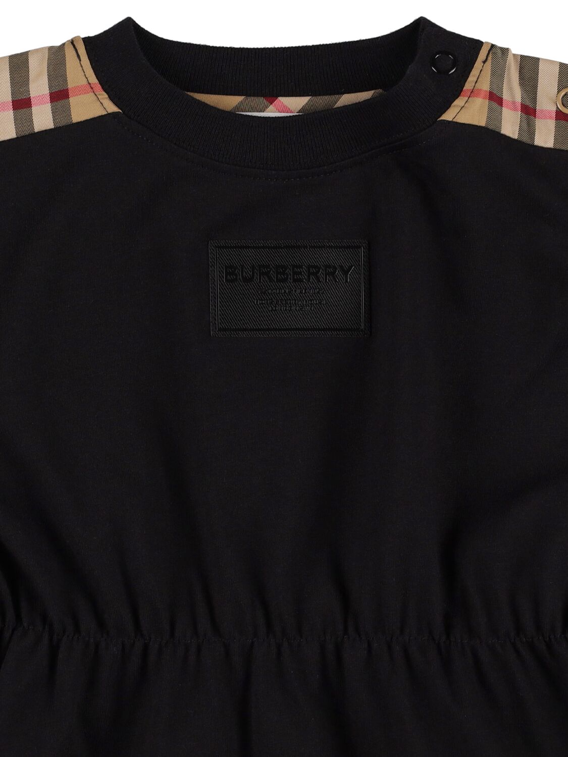Shop Burberry Check Print Cotton Dress W/ Diaper Cover In Beige,black