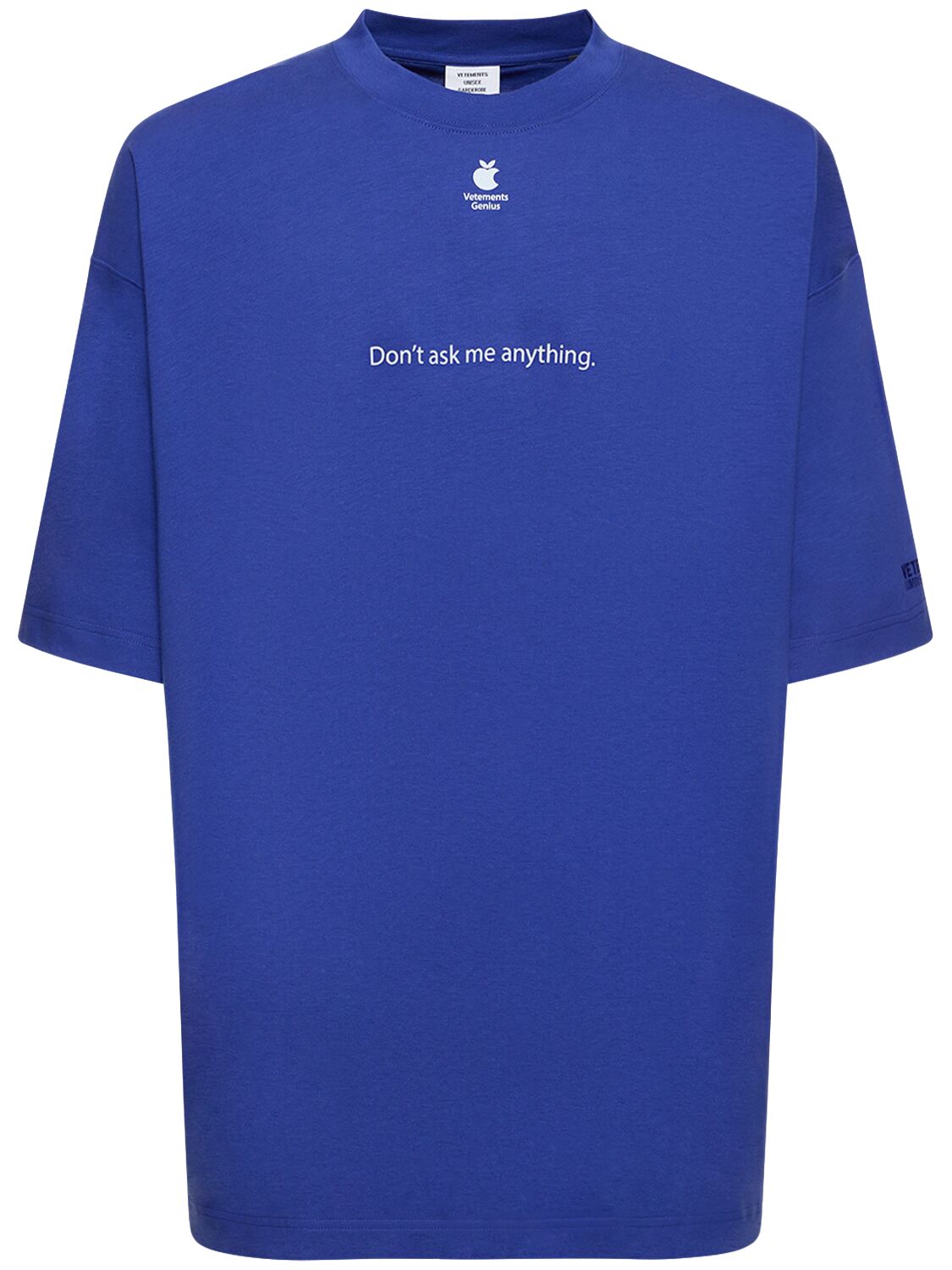 Shop Vetements Don't Ask Printed Cotton T-shirt In Blue