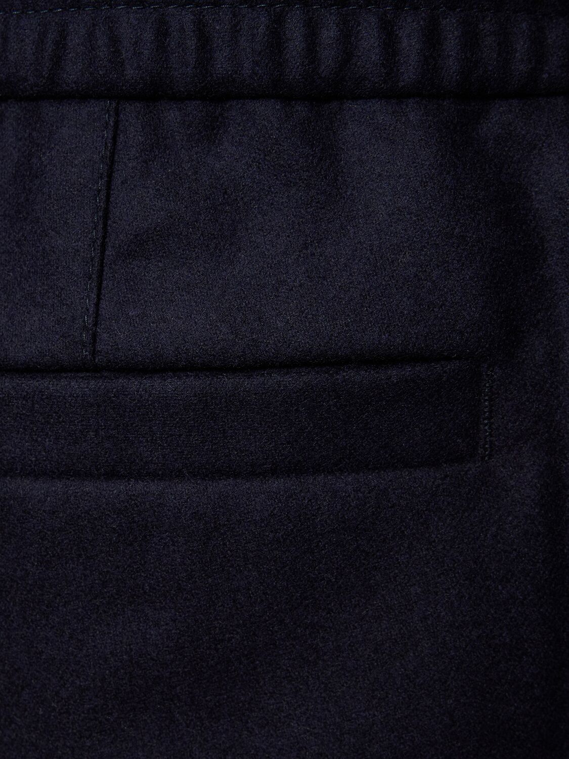 Shop Brunello Cucinelli Wool Flannel Sweatpants In Dark Blue