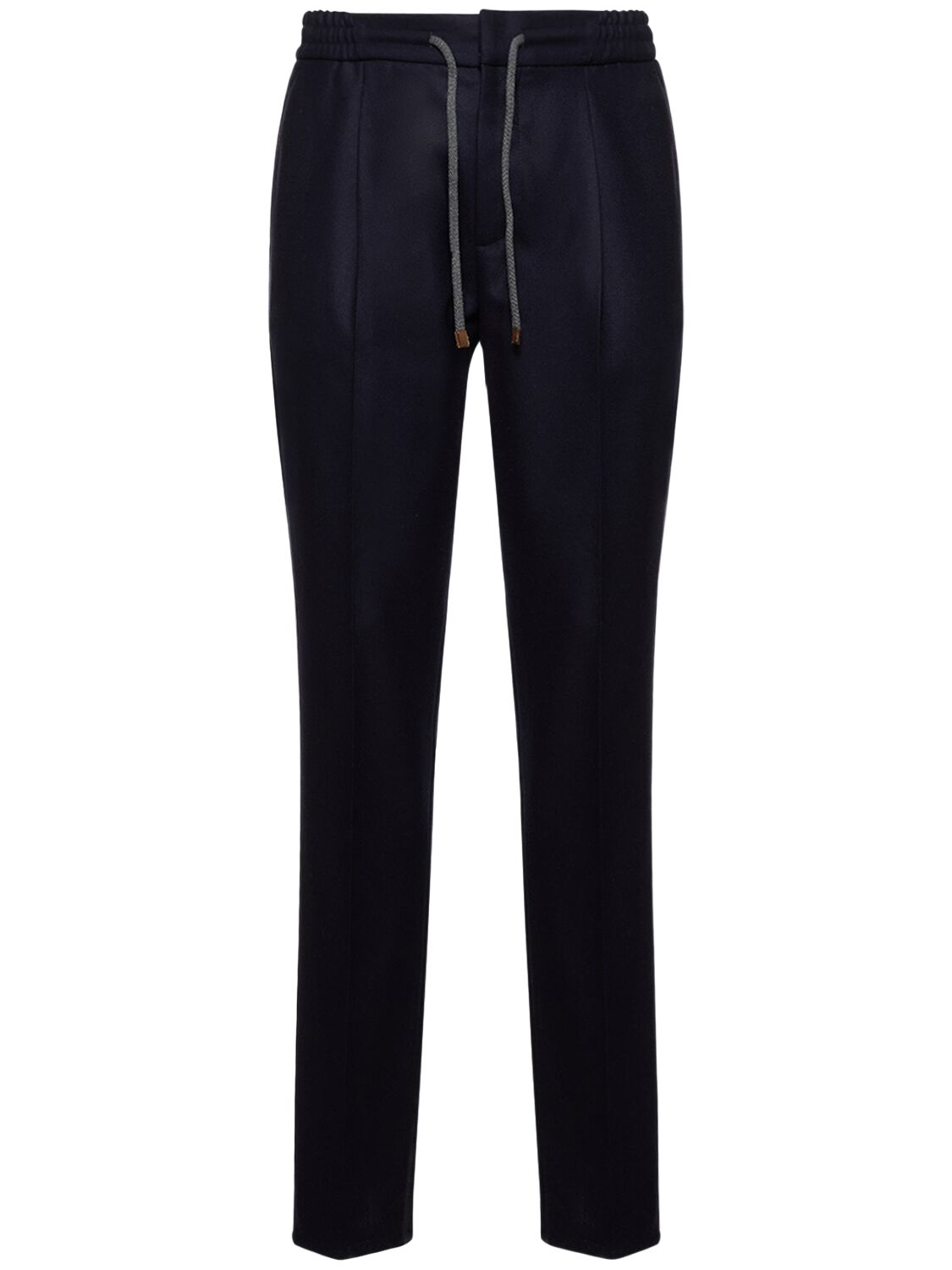 Brunello Cucinelli Wool Flannel Sweatpants In Dark Blue