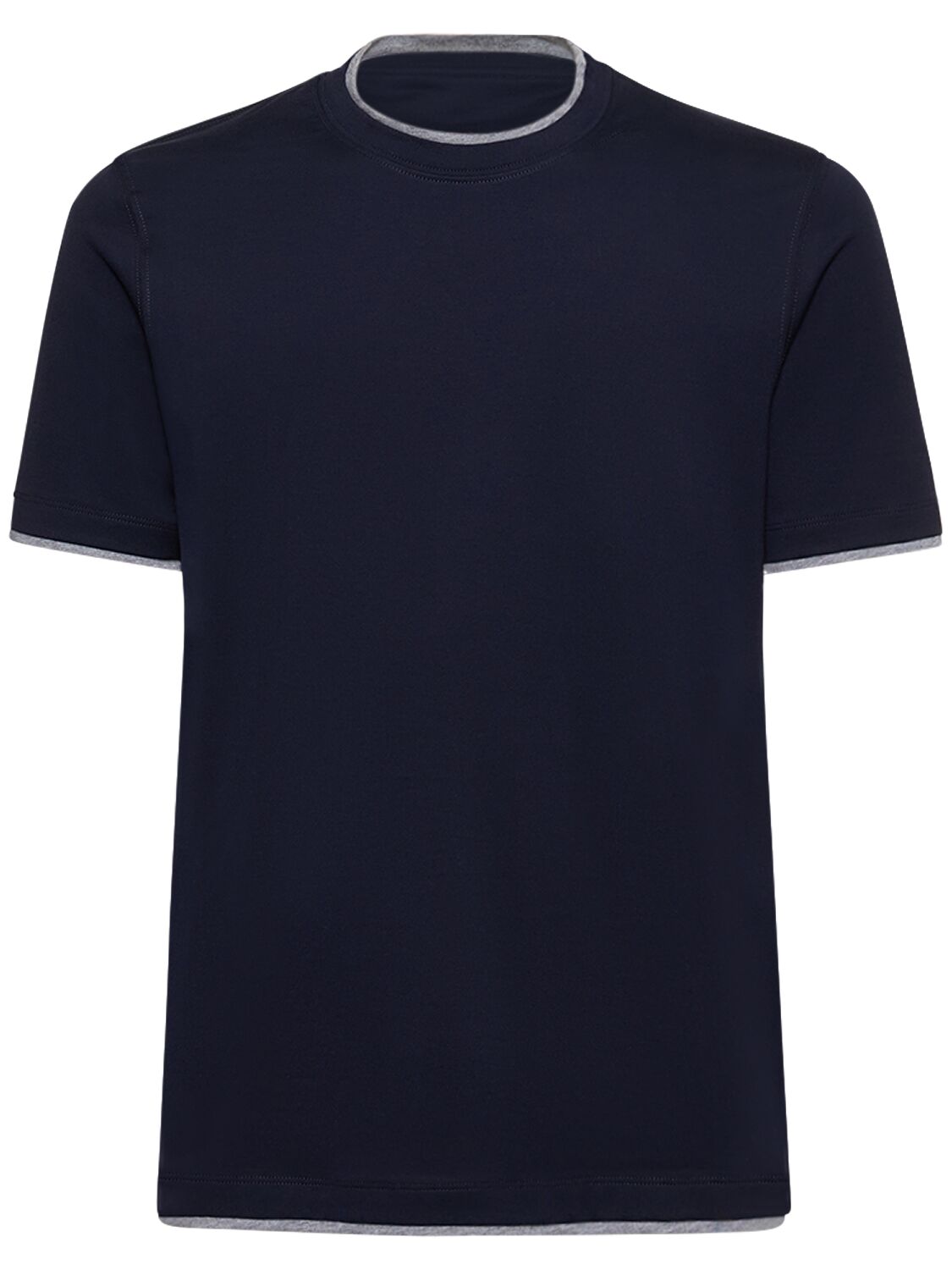 Shop Brunello Cucinelli Cotton Crewneck T-shirt In Navy