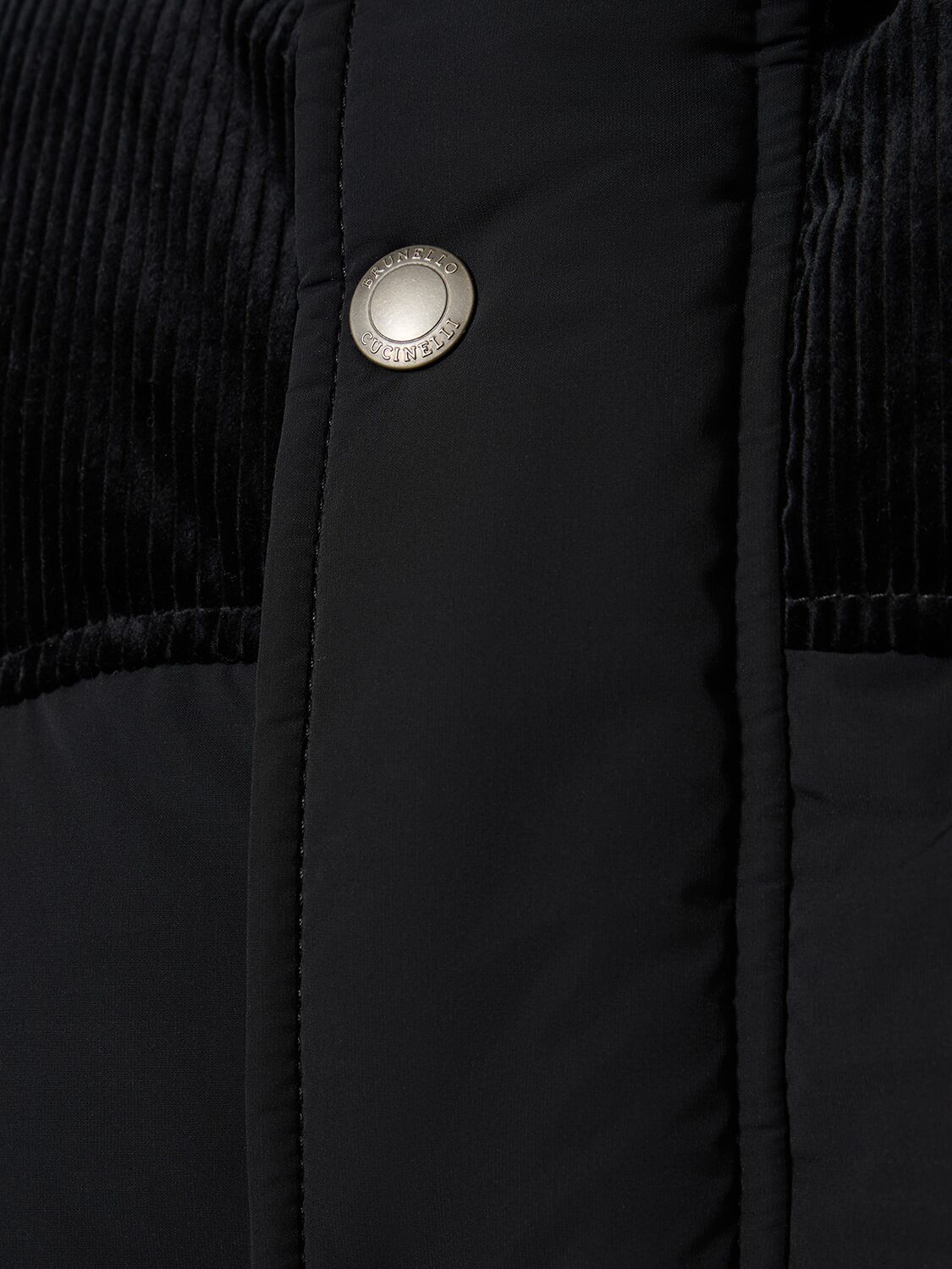 Shop Brunello Cucinelli Corduroy & Nylon Down Vest In Black