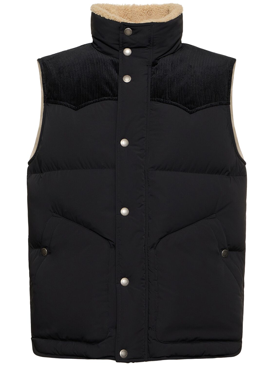Shop Brunello Cucinelli Corduroy & Nylon Down Vest In Black