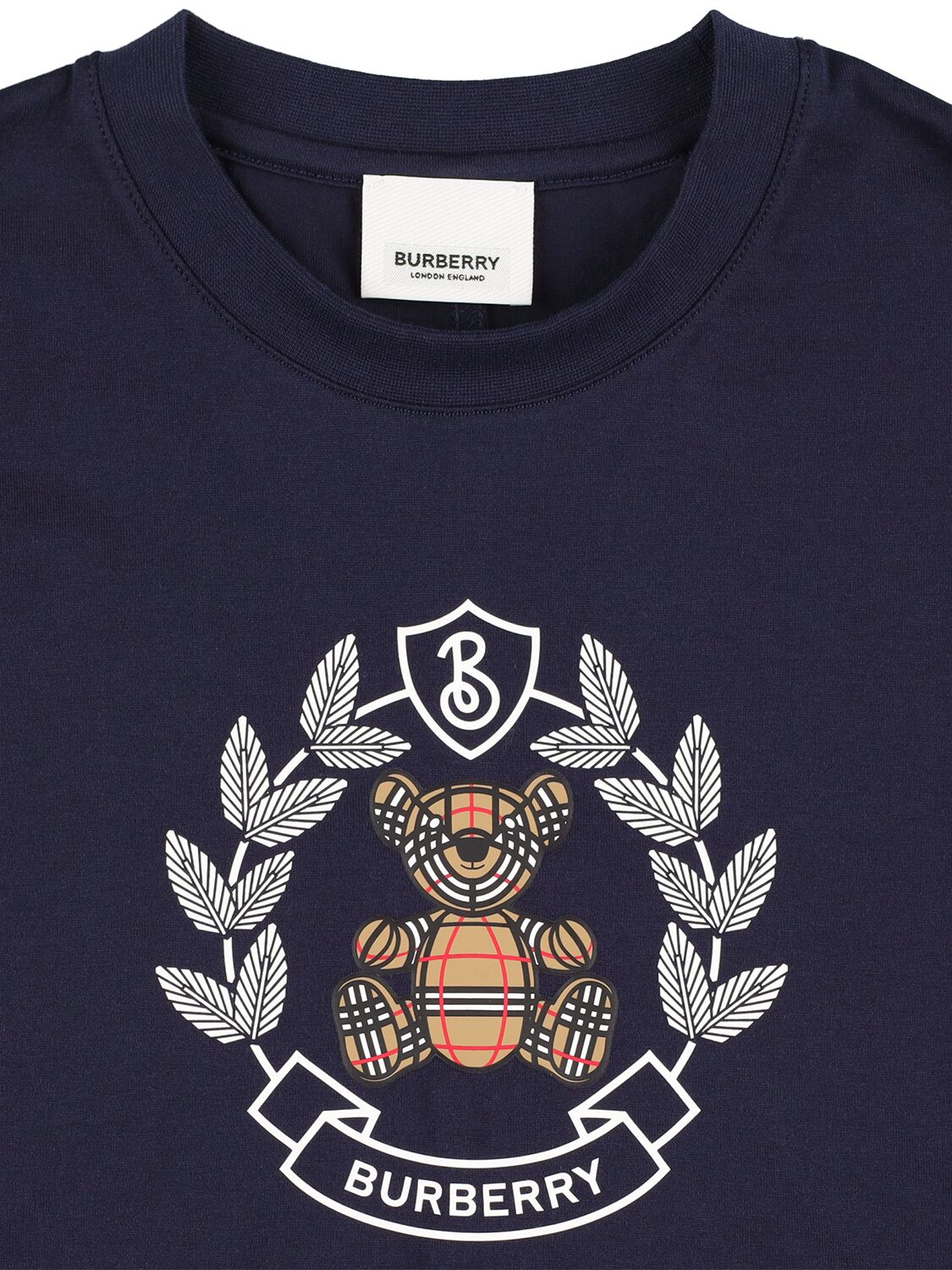 Shop Burberry Logo Printed Cotton Jersey T-shirt In Navy