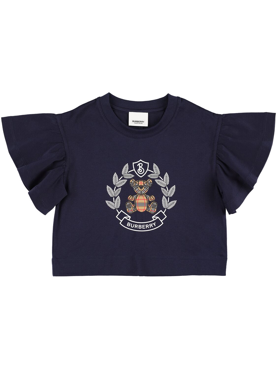 Burberry Kids' Logo Printed Cotton Jersey T-shirt In Navy