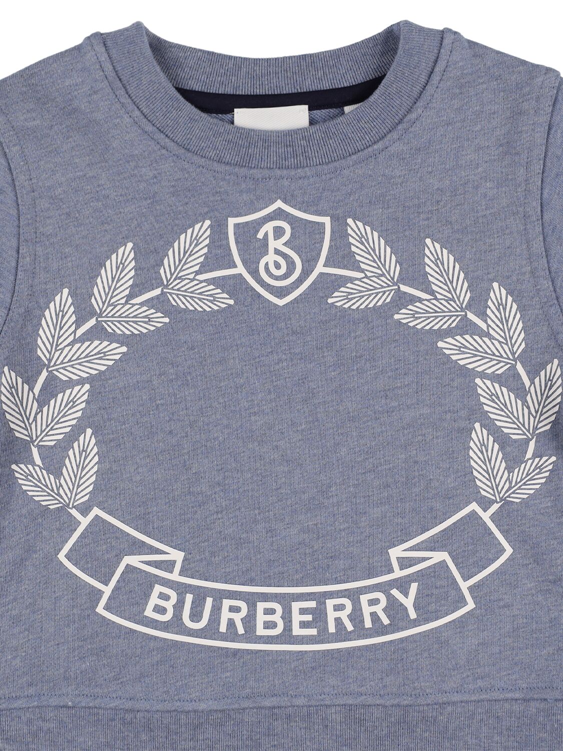 Shop Burberry Logo Print Cotton Sweatshirt In Light Blue