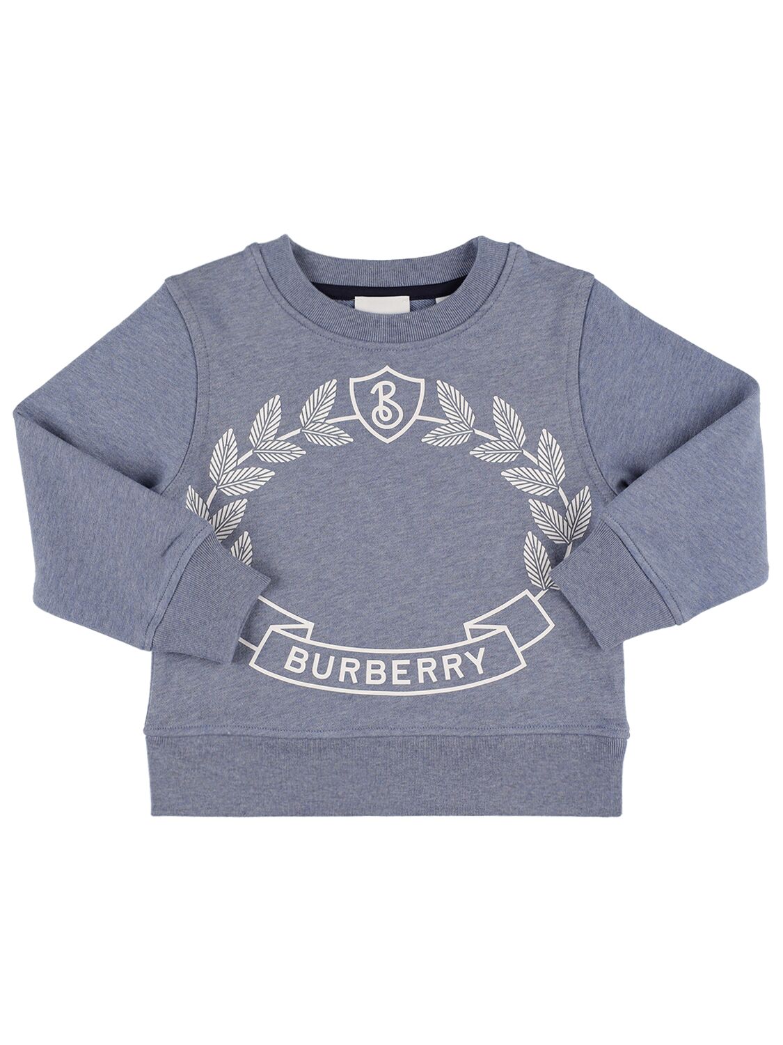 Burberry Kids' Logo Print Cotton Sweatshirt In Light Blue