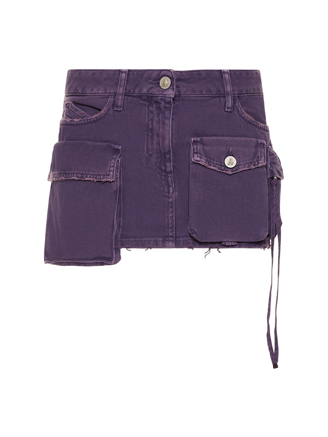 Shop Attico Fay Denim Cargo Mini Skirt In Purple