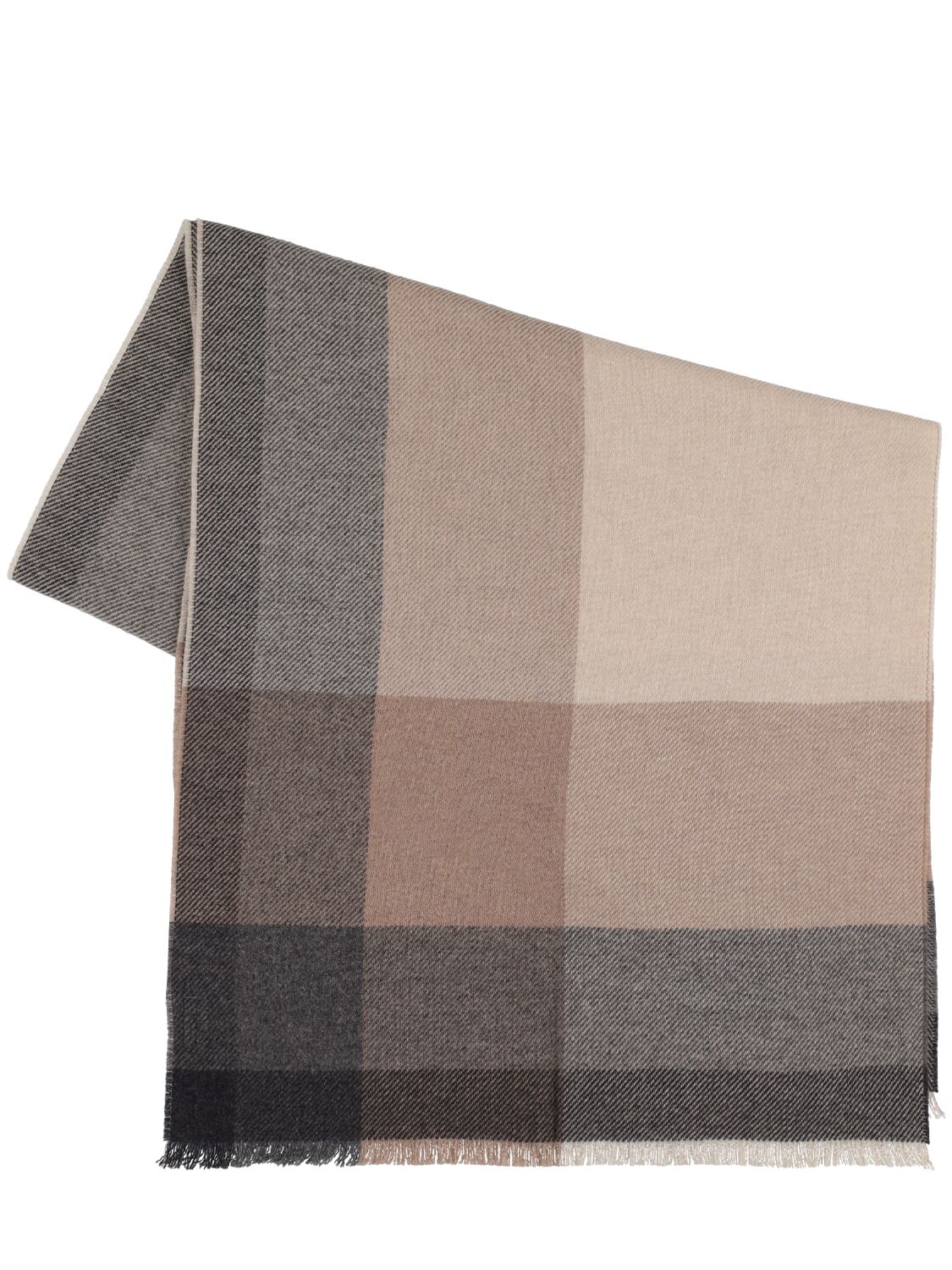 Shop Brunello Cucinelli Wool & Cashmere Scarf In Grey,brown