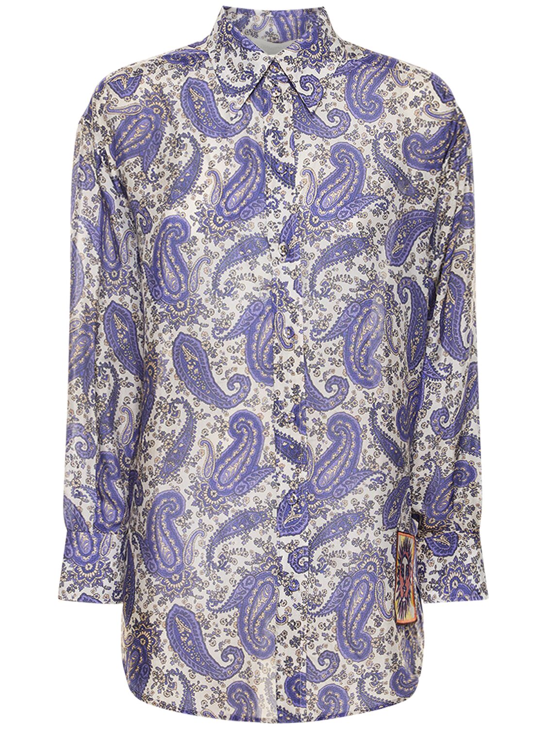 Image of Devi Printed Relaxed Fit Silk Shirt