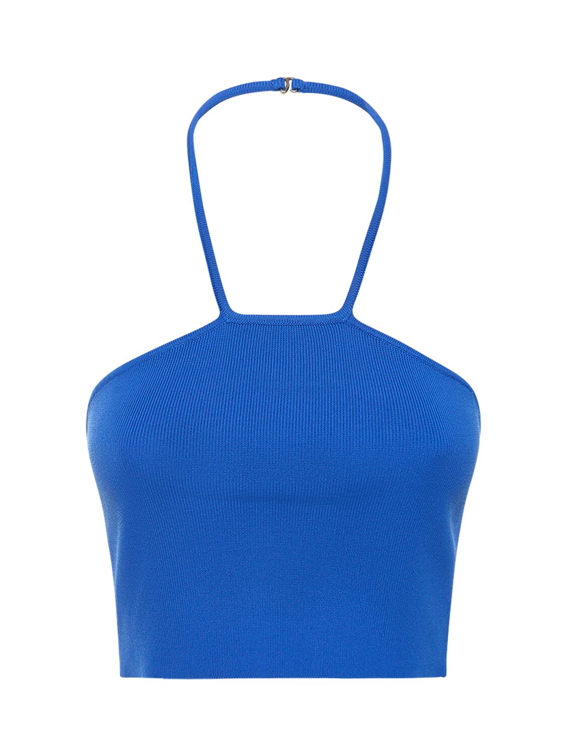 Shop Simon Miller Beso Cropped Viscose Halter Top In Blue