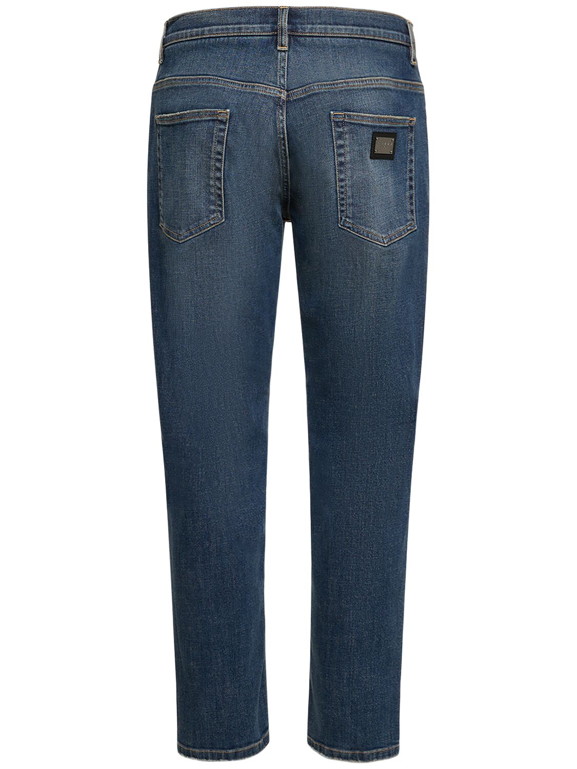 Shop Dolce & Gabbana Washed Stretch Denim Jeans In Blue