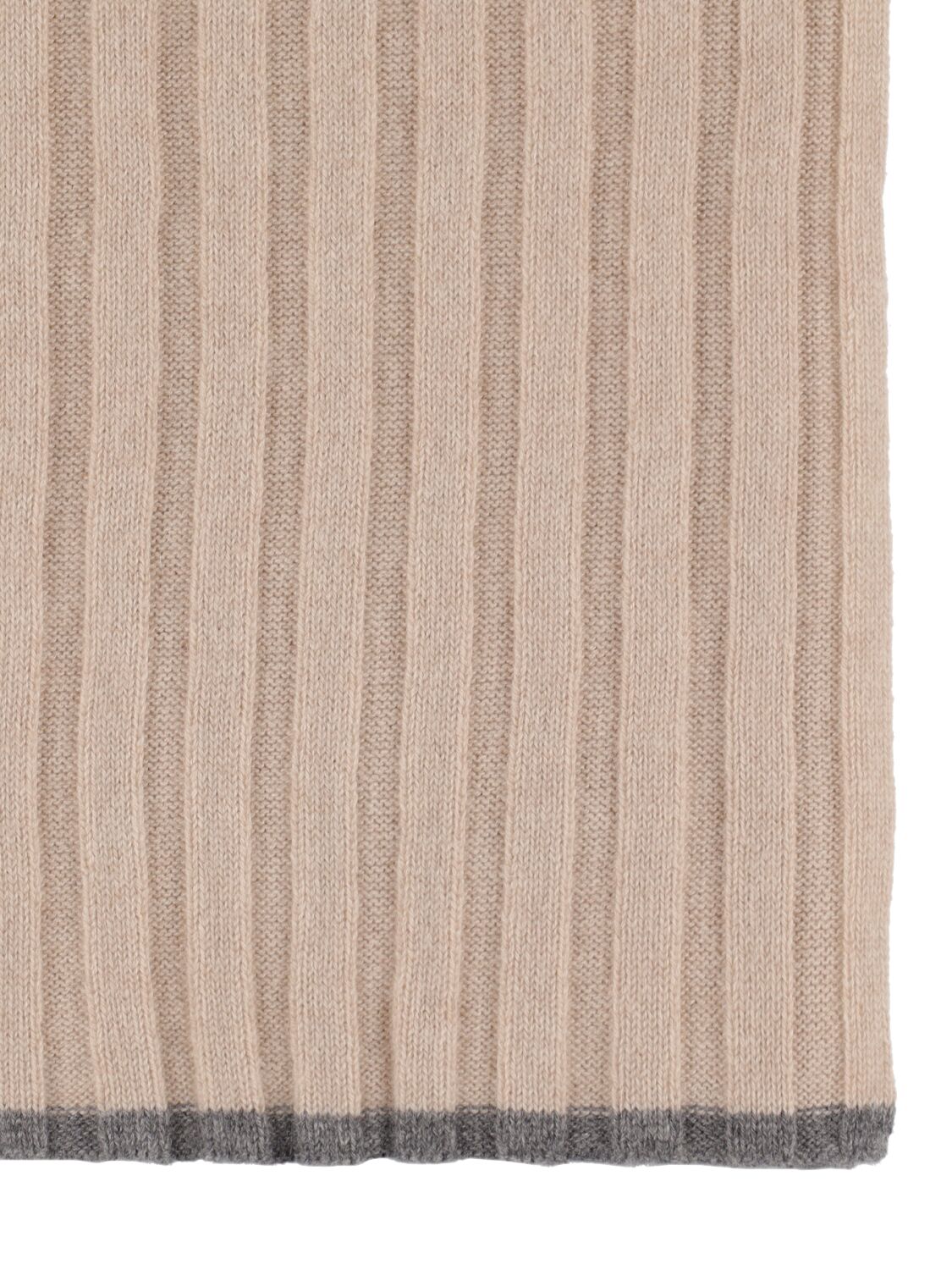 Shop Brunello Cucinelli Fine Cashmere Rib Knit Scarf In Beige