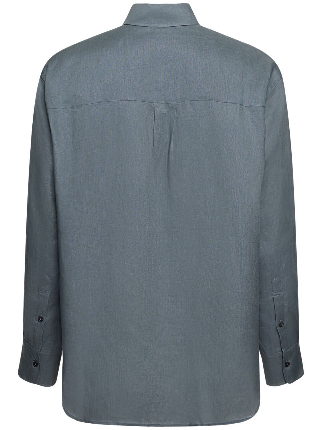 Shop Commas Oversized Linen Shirt W/pocket In Slate
