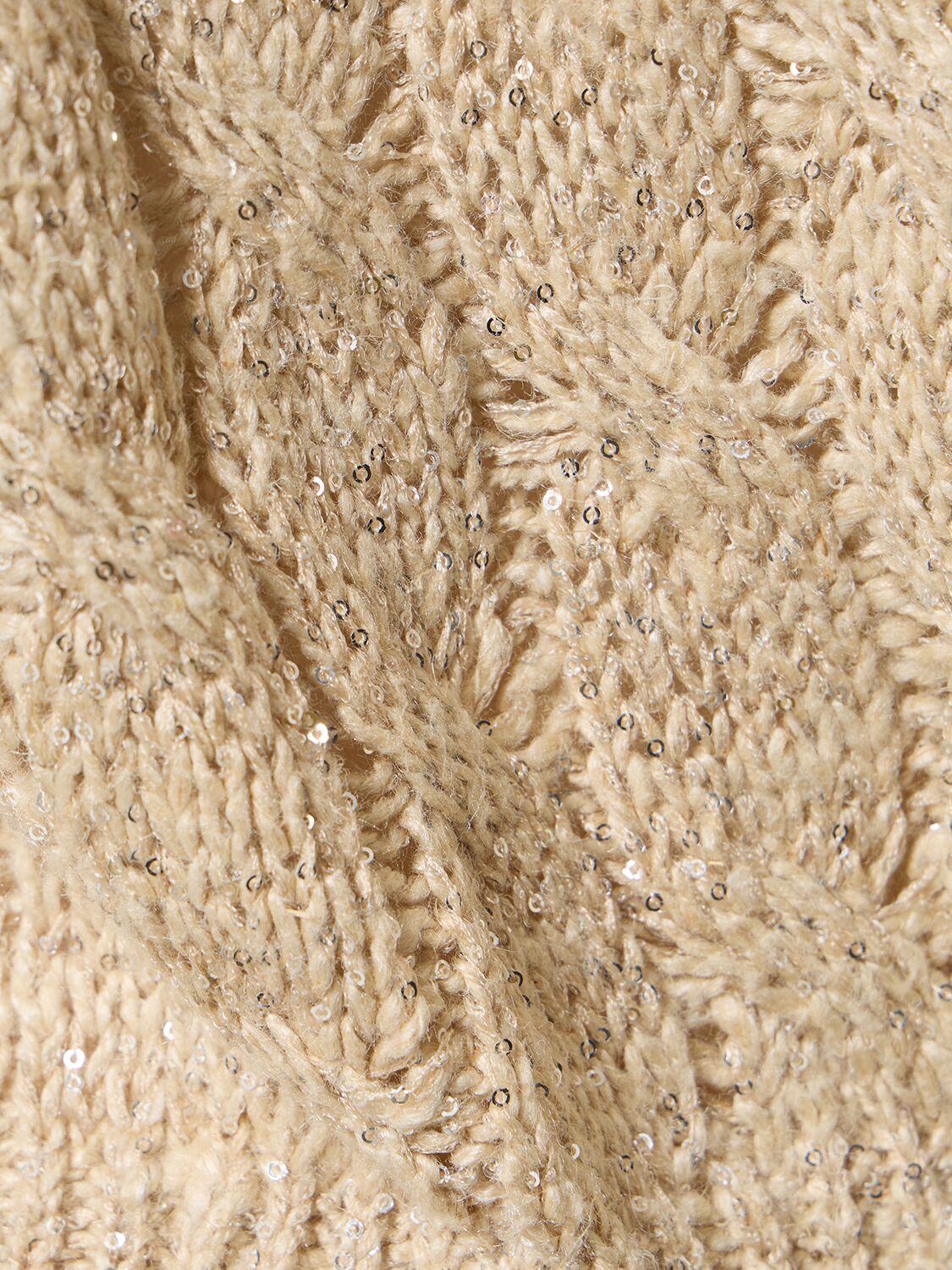 BRUNELLO CUCINELLI SEQUINED SILK BLEND CABLE KNIT SWEATER 