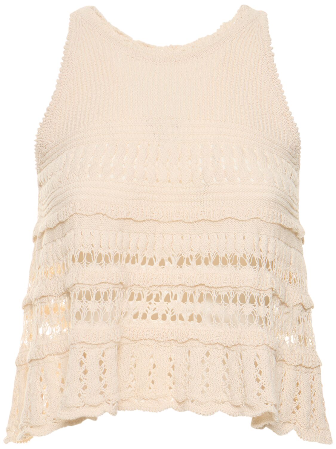 Marant Etoile Fico Crochet Cotton Top In Beige