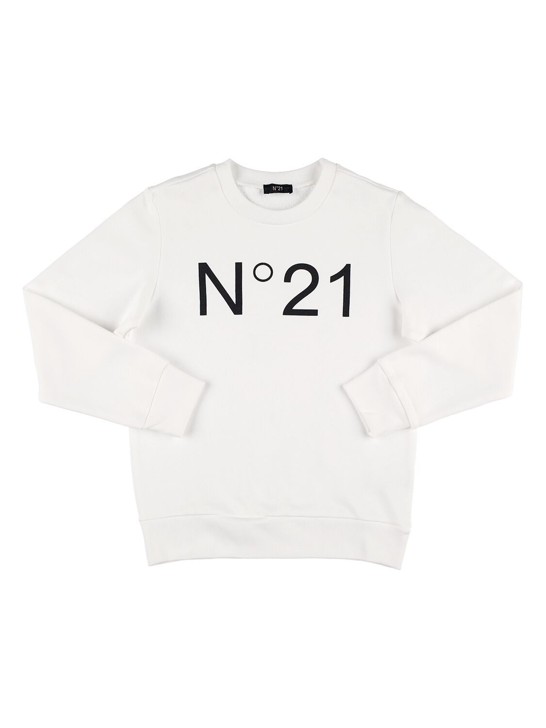 N°21 Kids' Logo Printed Cotton Sweatshirt In White