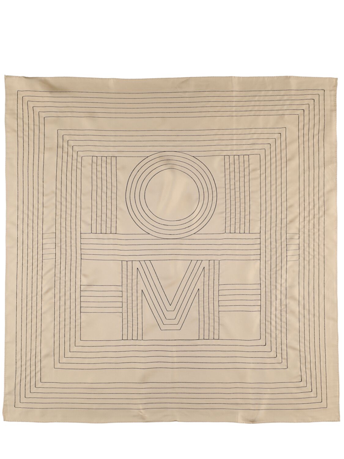 Totême Embroidered Monogram Silk Scarf In Creme