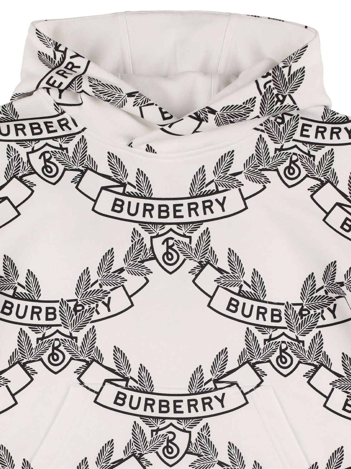 Shop Burberry All Over Logo Print Cotton Hoodie In White