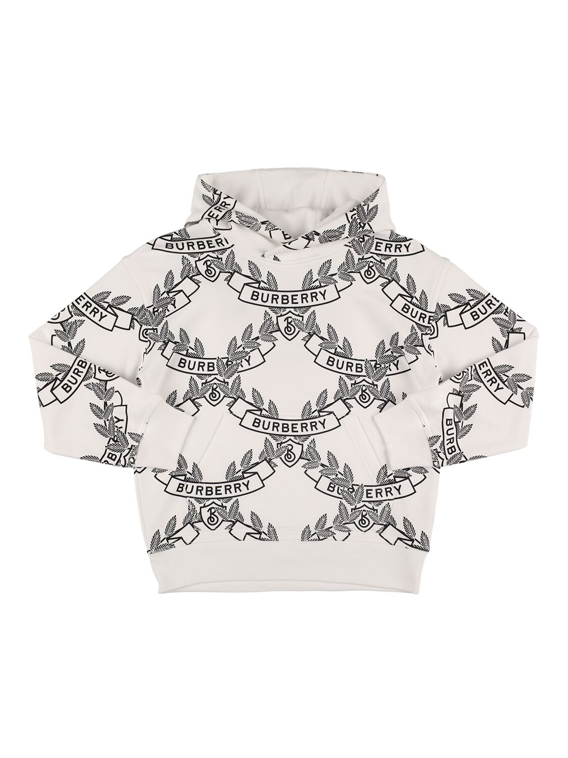 Image of All Over Logo Print Cotton Hoodie