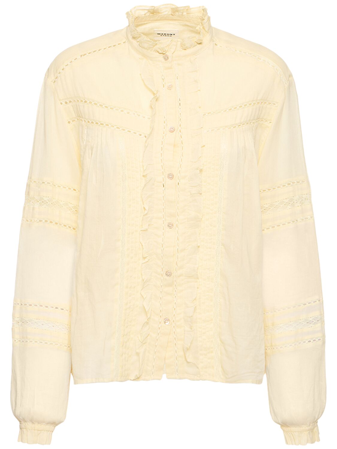 Image of Metina Ruffled Cotton Long Sleeve Shirt