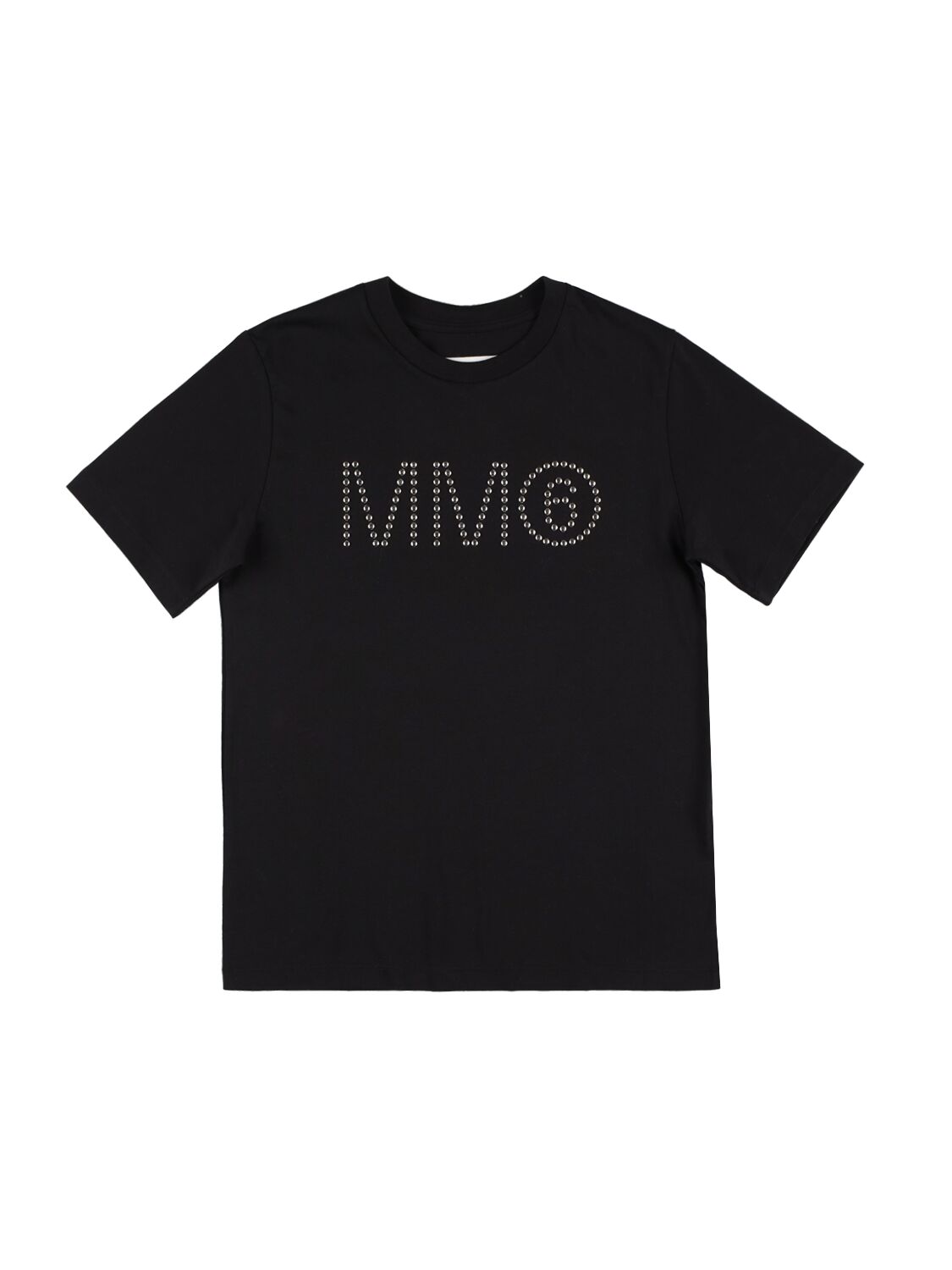 Mm6 Maison Margiela Kids' Cotton Jersey T-shirt W/ Studded Logo In Black