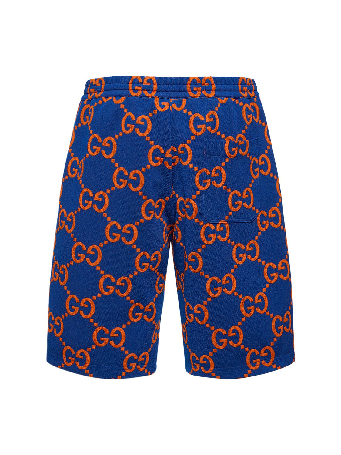 Shop Gucci Gg Technical Jacquard Sweat Shorts In 蓝色,橙色