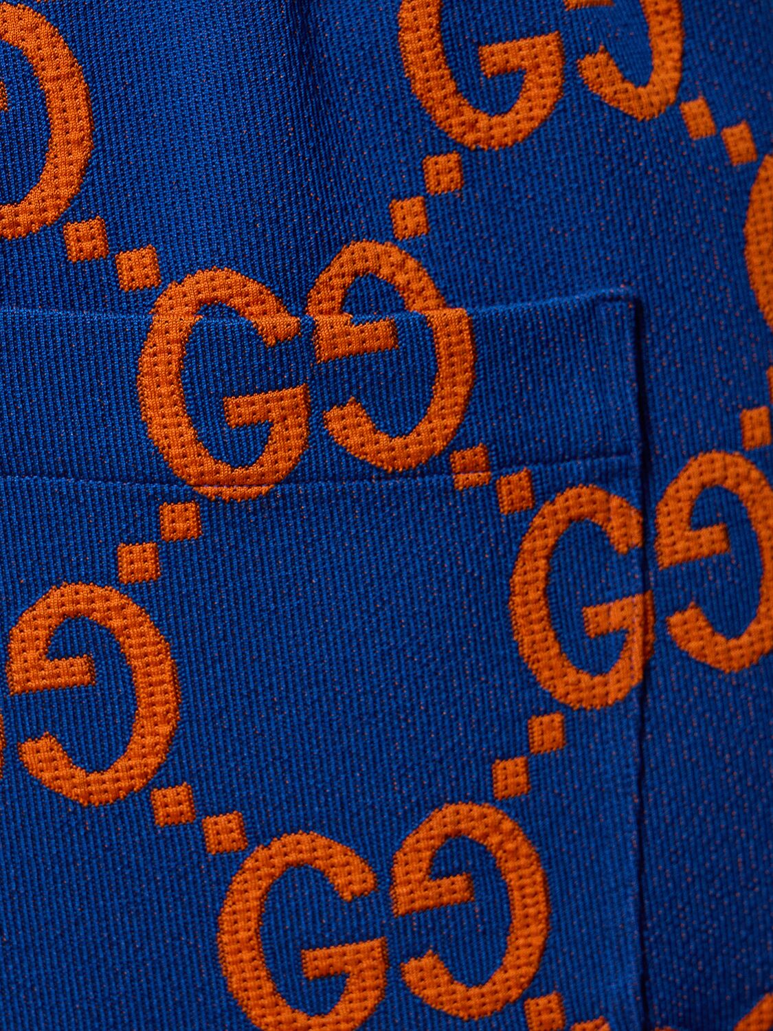Shop Gucci Gg Technical Jacquard Sweat Shorts In 蓝色,橙色
