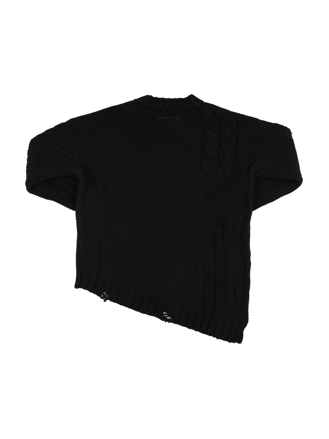 Shop Mm6 Maison Margiela Logo Intarsia Wool Blend Knit Sweater In Black