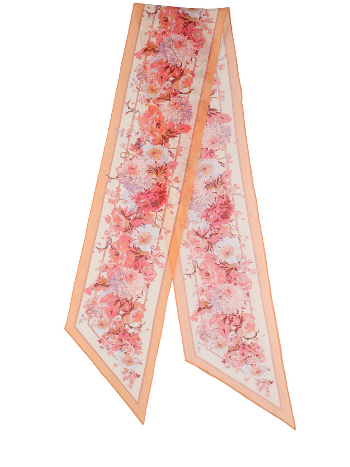 Zimmermann Floral Cotton And Silk Scarf In Cream Floreal