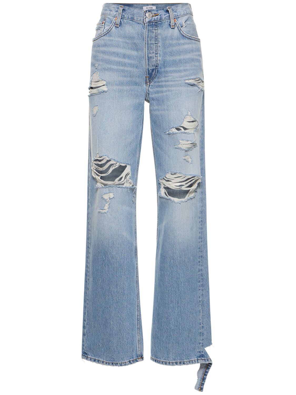 Image of Loose Long Cotton Denim Jeans