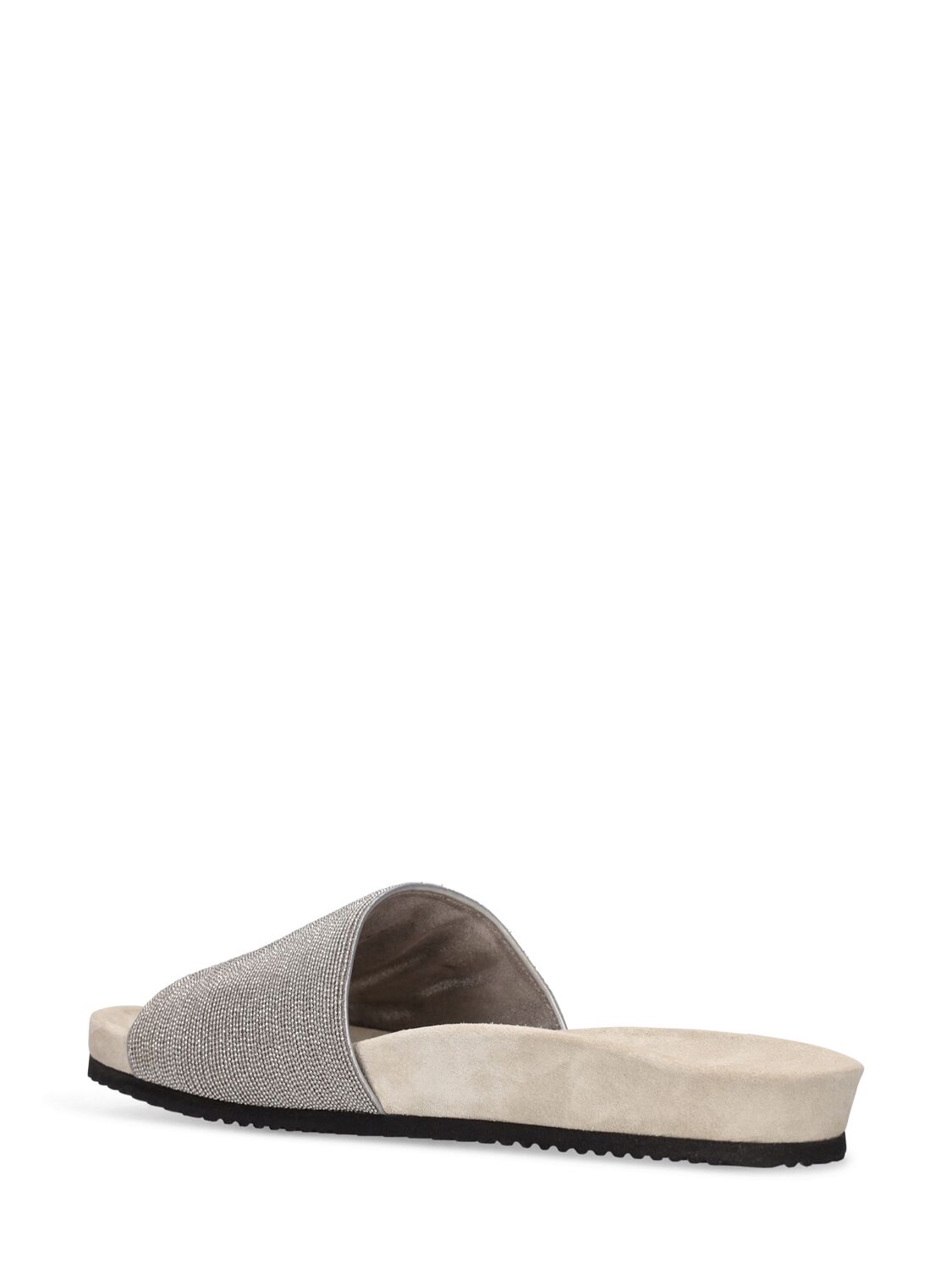 Shop Brunello Cucinelli 20mm Leather Slide Sandals In Grey