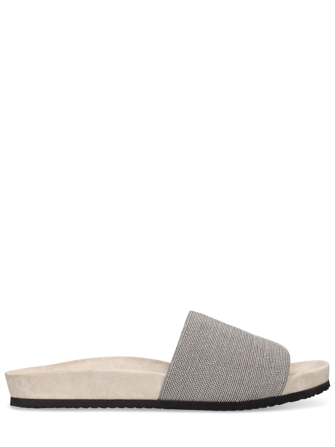 Brunello Cucinelli 20mm Leather Slide Sandals In Grey