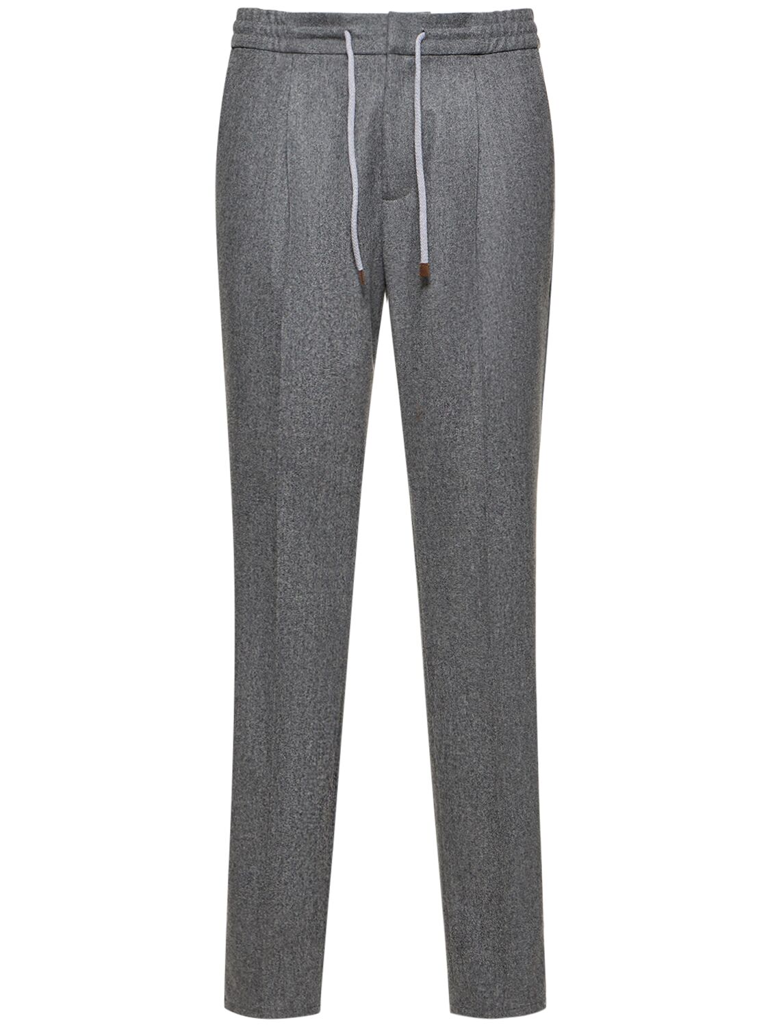 Brunello Cucinelli 羊毛法兰绒运动裤 In Grey