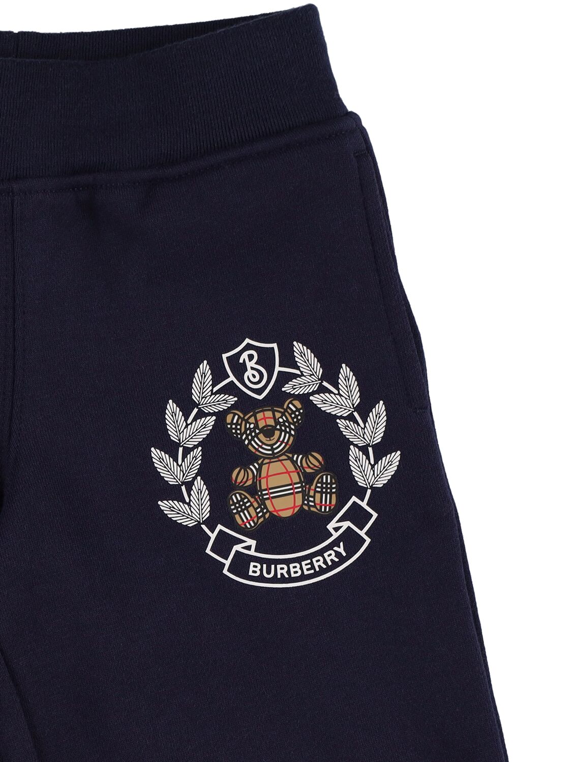 Shop Burberry Cotton Sweatpants W/ Logo In Navy