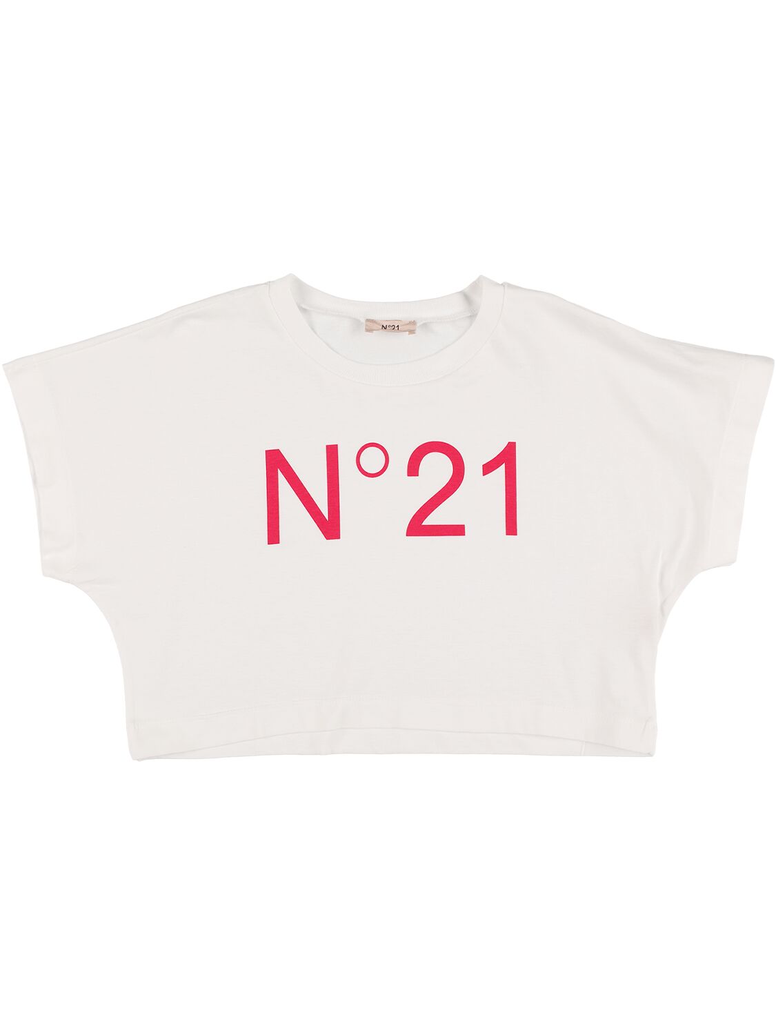 Logo Print Cropped Cotton Jersey T-shirt – KIDS-GIRLS > CLOTHING > T-SHIRTS & TANKS