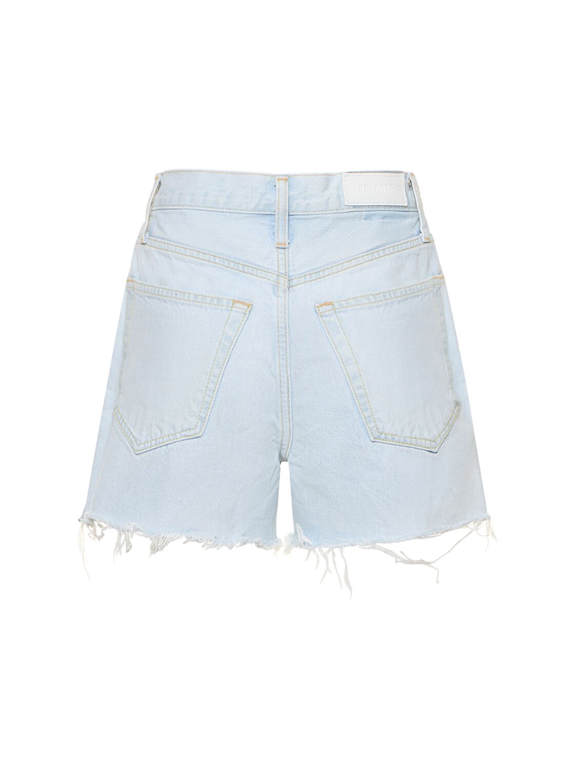 Shop Re/done 50s Cotton Denim Cutoff Shorts In Light Blue