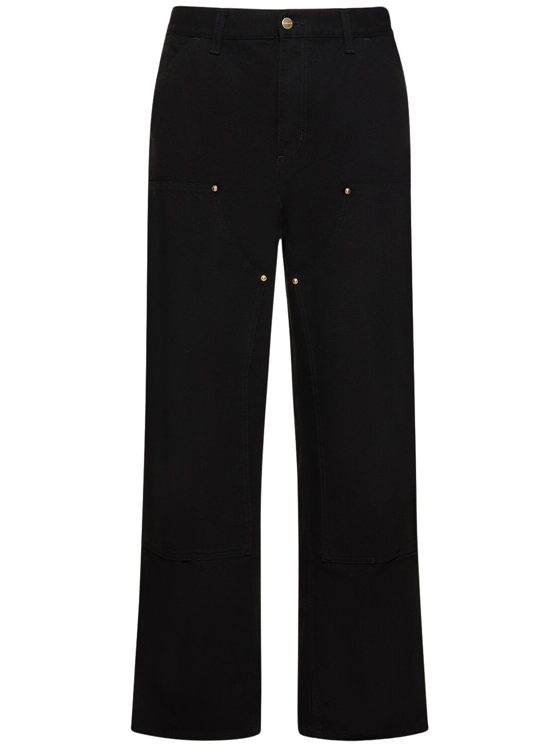 Carhartt Double-knee Relaxed Straight Fit Trousers In Rinsed Black