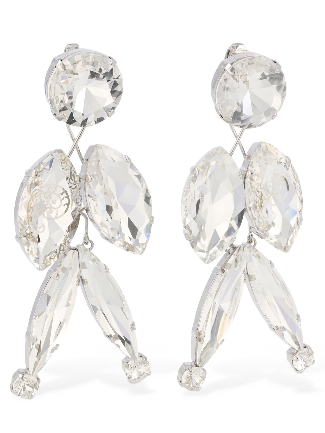 Shop Pucci Crystal Cascade Clip-on Earrings In Silver