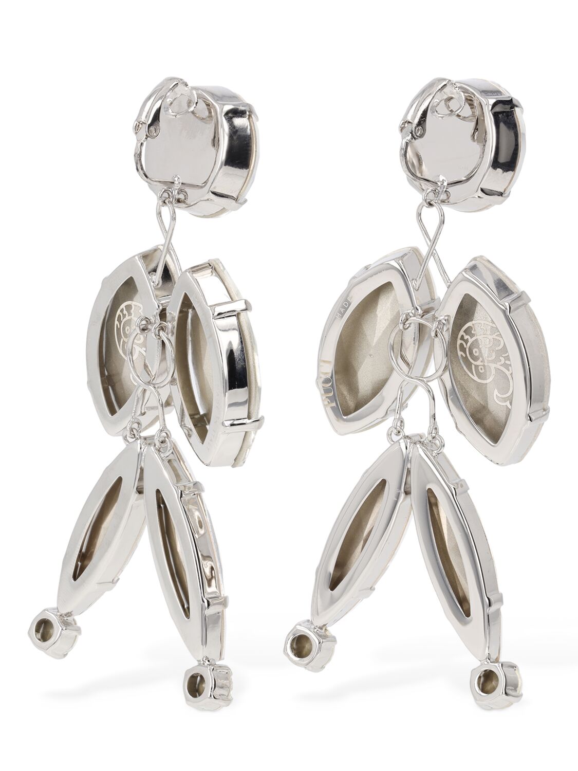 Shop Pucci Crystal Cascade Clip-on Earrings In Silver