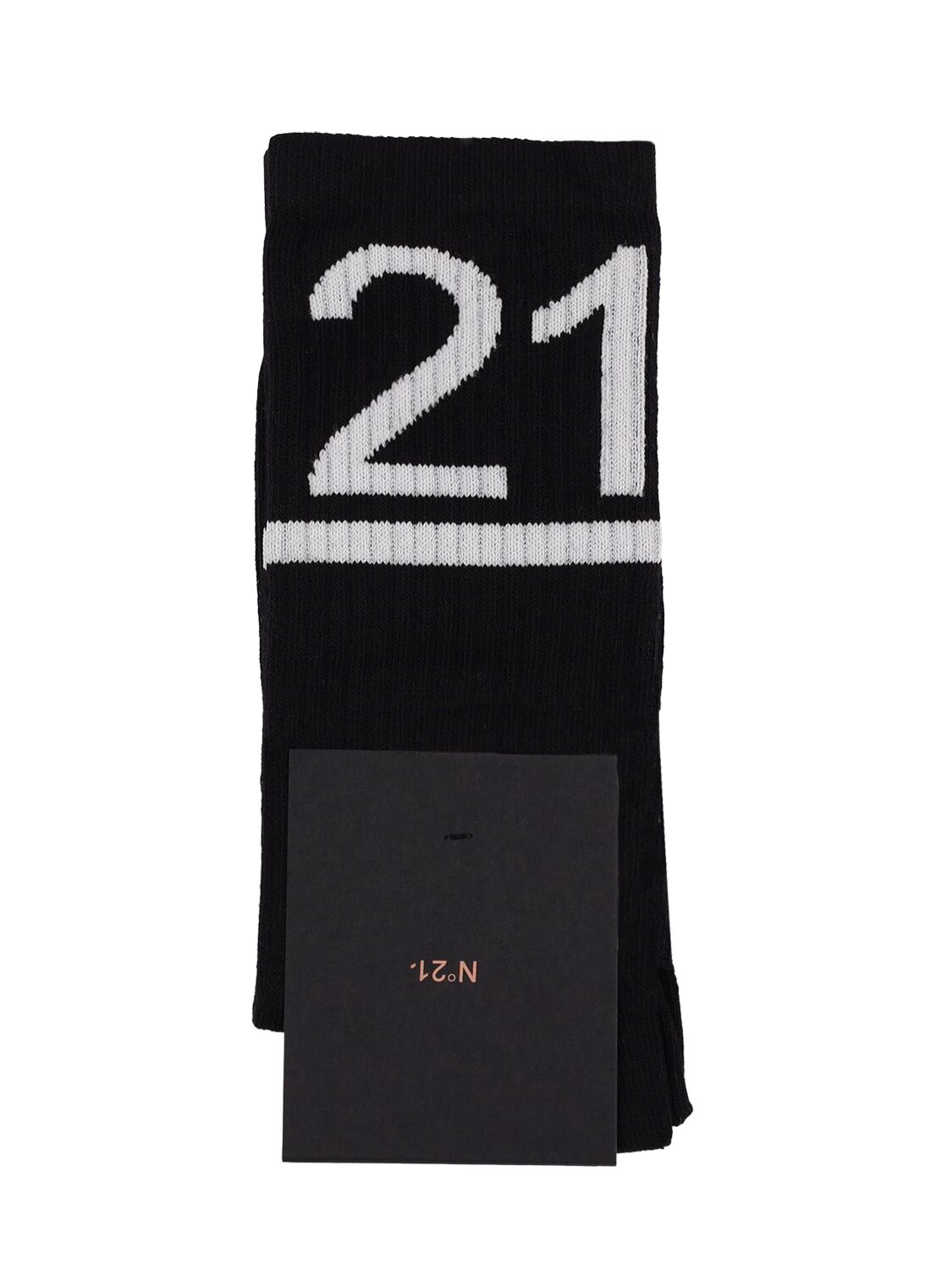 N°21 Kids' Logo Intarsia Cotton Blend Socks In Black