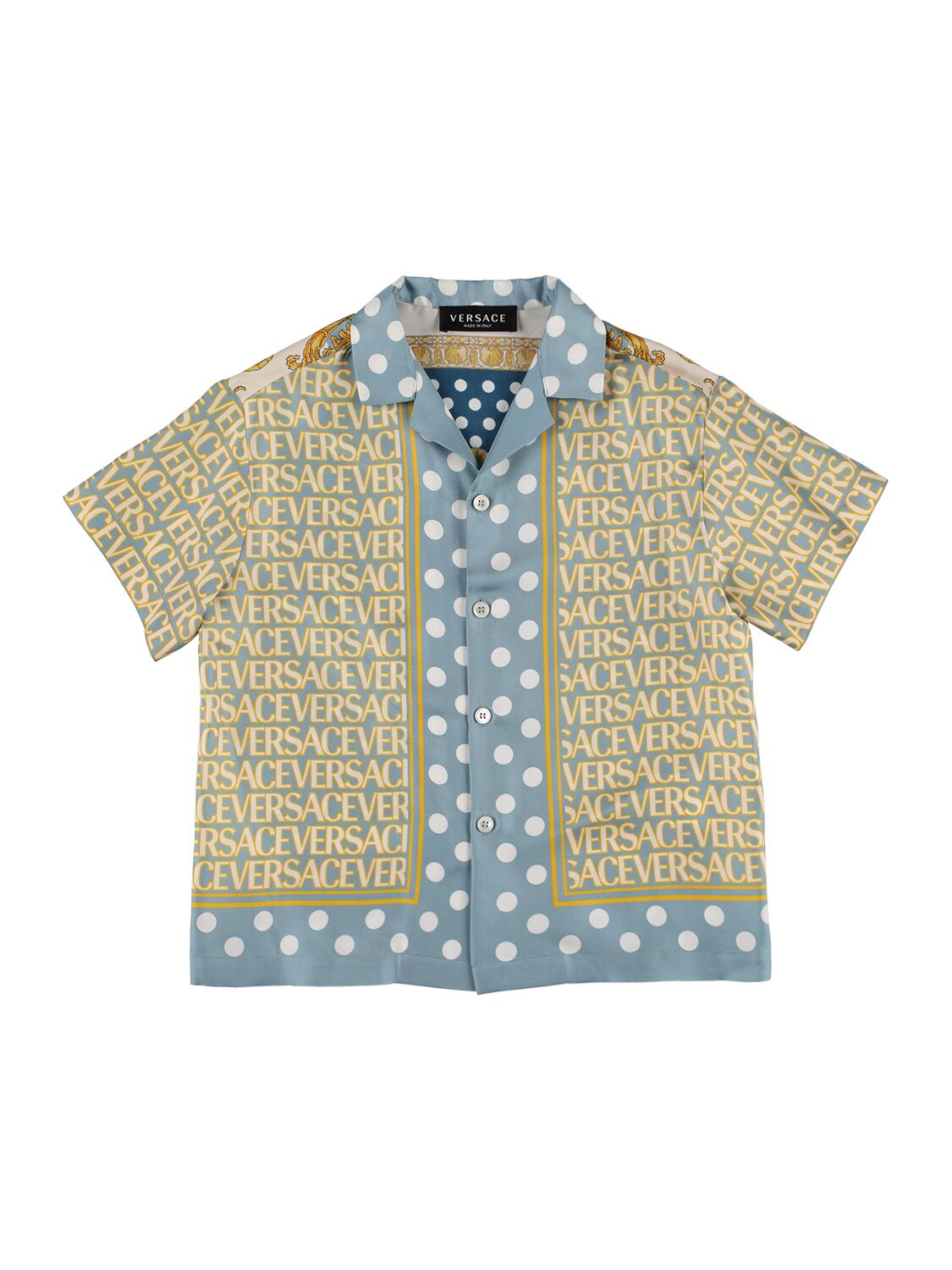 Versace Kids' Printed Silk Twill Shirt In Multicolor