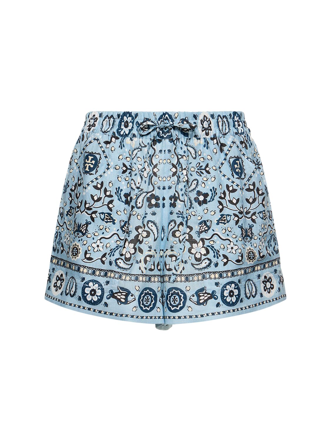 TORY BURCH PRINTED LINEN SHORTS