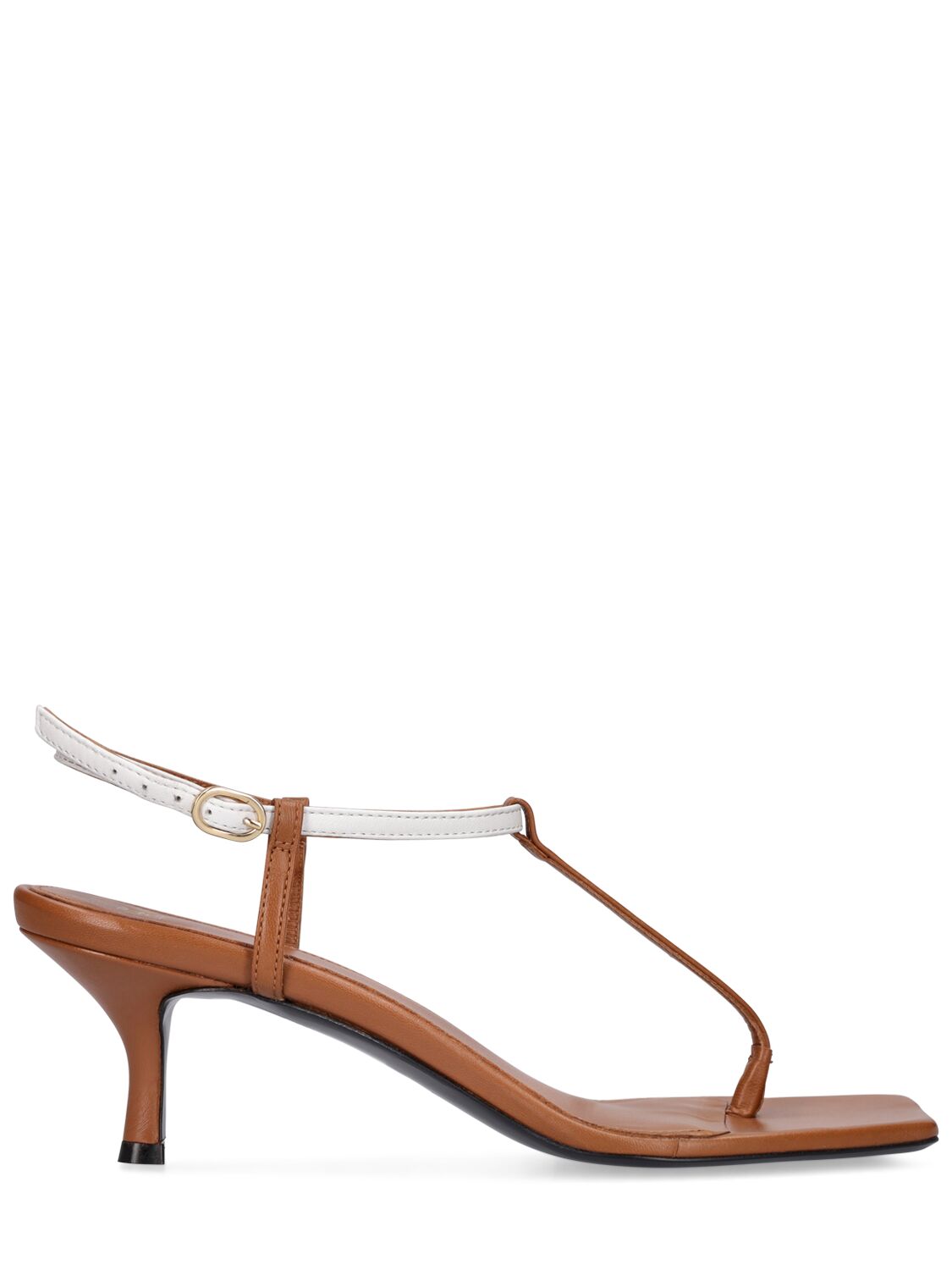 Shop Totême 55mm The Bicolor Leather Sandals In Tan,white